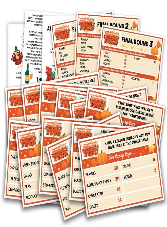 Pazag Thanksgiving Friendly Feud Quiz, Family Party Games, Thanksgiving Party Activity, Family Feud Game, Feud Trivia Quiz, Family Activities Thanksgiving Party Game Supplies-001 - Image 1