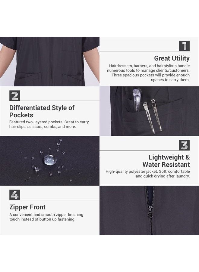 STUDIO LIMITED - Studio LIMITED Barber Jacket, Lightweight and Breathable Zipper Closure Hair Stylist Grooming Smock Shirt Water Resistance fabric stylish and functional, A FREE SALON APRON (XL) - Image 1
