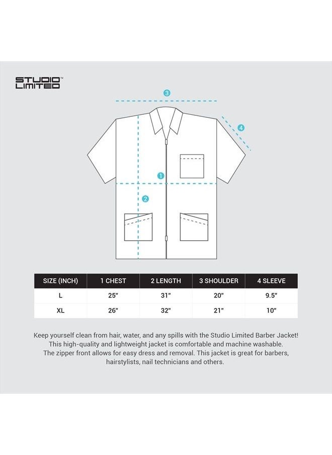 STUDIO LIMITED - Studio LIMITED Barber Jacket, Lightweight and Breathable Zipper Closure Hair Stylist Grooming Smock Shirt Water Resistance fabric stylish and functional, A FREE SALON APRON (XL) - Image 1