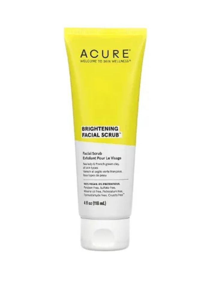 Acure Brightening Facial Scrub – Natural Exfoliating Cleanser with Sea Kelp & French Green Clay 118ml - Image 2