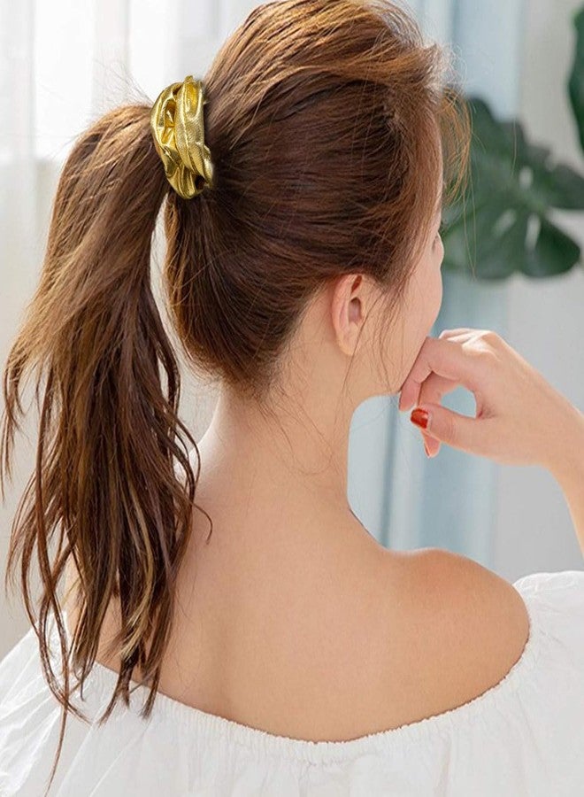 Jeffan 12 Pcs PU Leather Cheer Hair Scrunchies Gold Scrunchy School Performance Ponytail Holder Hair Accessories for Cheerleading Teen Girls College Sports (Gold) - Image 5