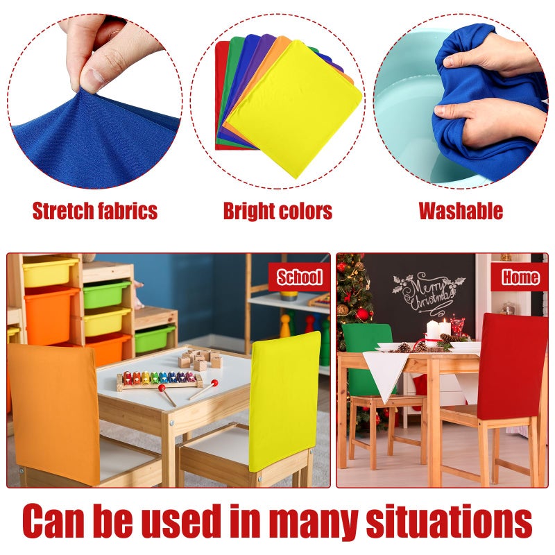 Mindsoft 6 Pcs Chair Back Covers 18 x 22 Inch Stretch Polyester Chair Covers Dining Room Washable Cover for Dining Chair Slipcovers Removable Chair Protectors Covers for Kitchen Banquet Party, 6 Color - Image 5