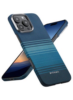 PITAKA iPhone 16 Pro Max Tactile Woven case Aramid Fiber MagSafe Slim & Light Case Less Touch Feeling StarPeak MagEZ Case/ Over the Horizon Blue Black  - Image 2