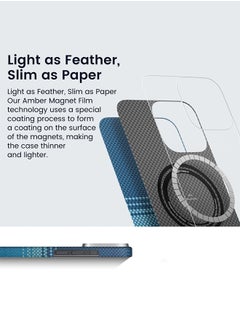PITAKA iPhone 16 Pro Max Tactile Woven case Aramid Fiber MagSafe Slim & Light Case Less Touch Feeling StarPeak MagEZ Case/ Over the Horizon Blue Black  - Image 4