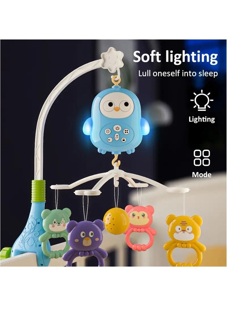 سرير أطفال متنقل موسيقي مع موسيقى وأضواء، وظيفة توقيت، عرض، خشخيشة وصندوق موسيقى للأطفال الرضع من الأولاد والبنات الصغار (وردي) - Image 2