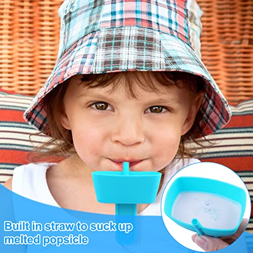 AIERSA 8pcs Popsicle Holders and Ice Pop Sleeves Set for kids No Drip, Silicone Popsicle Holder with Straw and Reusable Neopreneee Freeze Popsicle Sleeves for Toddlers Mess Free, No Freezing Hands - Image 4