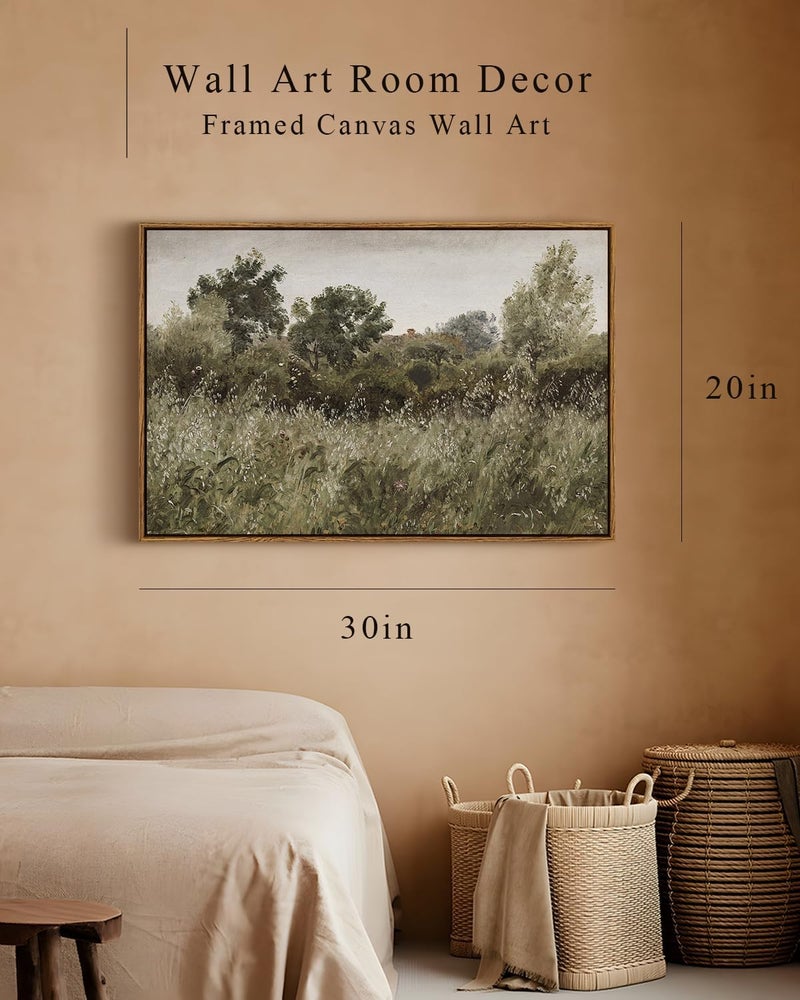 All temp range compatible build Framed Canvas Wall Art Vintage Countryside Field Modern Farmhouse Decor for Living Room, Bedroom, French Country Wall Prints, 20"x30" Trendy natural tone options - Image 4