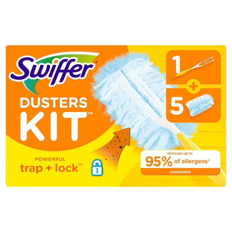 Swiffer Dusters Starter Kit, Kit Includes 1 Handle and 5 Dusters - Image 1