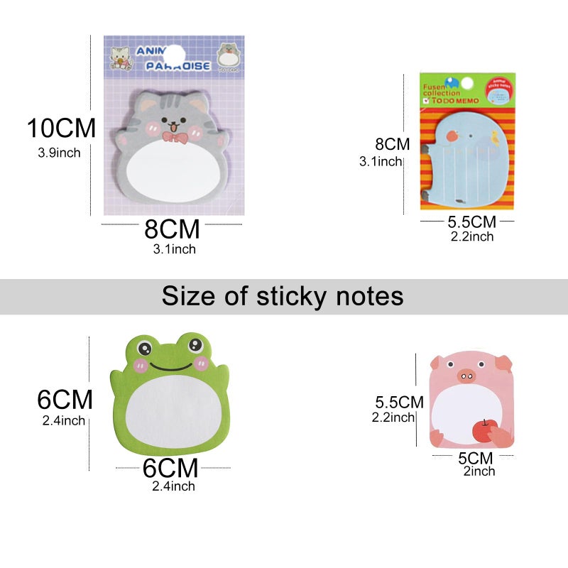 MAKIOTEKO 32 Pads Cute Sticky Notes, Animal Sticky Notes Self Adhesive Cartoon Notes Memo Pads Notes Page School Tab for School Office Supplies - Image 2