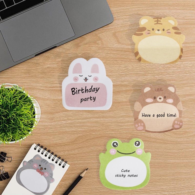 MAKIOTEKO 32 Pads Cute Sticky Notes, Animal Sticky Notes Self Adhesive Cartoon Notes Memo Pads Notes Page School Tab for School Office Supplies - Image 5