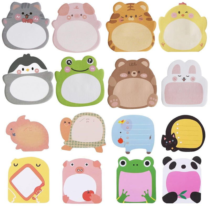 MAKIOTEKO 32 Pads Cute Sticky Notes, Animal Sticky Notes Self Adhesive Cartoon Notes Memo Pads Notes Page School Tab for School Office Supplies - Image 1