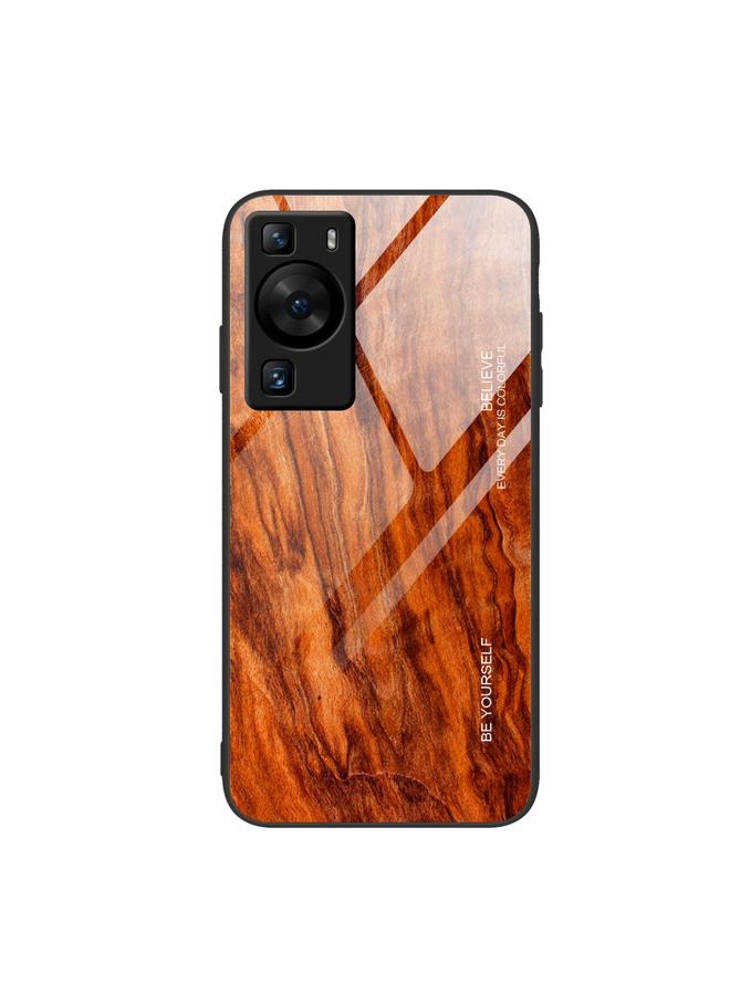 Zaboon Case For Huawei P60 Wood Grain Glass Phone Case - Image 1