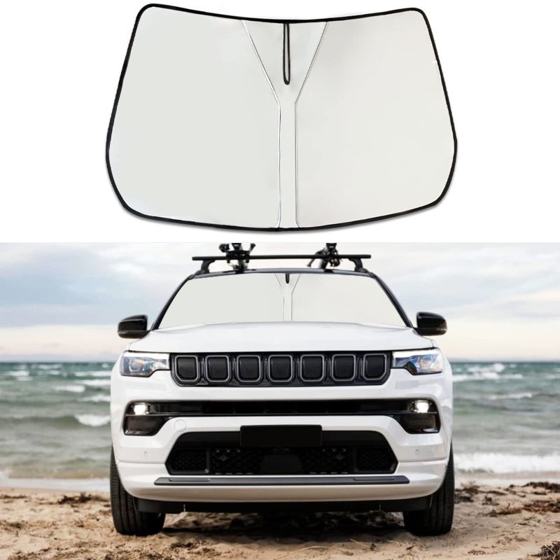 Moricere Upgrade Windshield Sun Shade for Jeep Compass 20172023 Foldable Windshield Sun Visor Blocks UV Rays