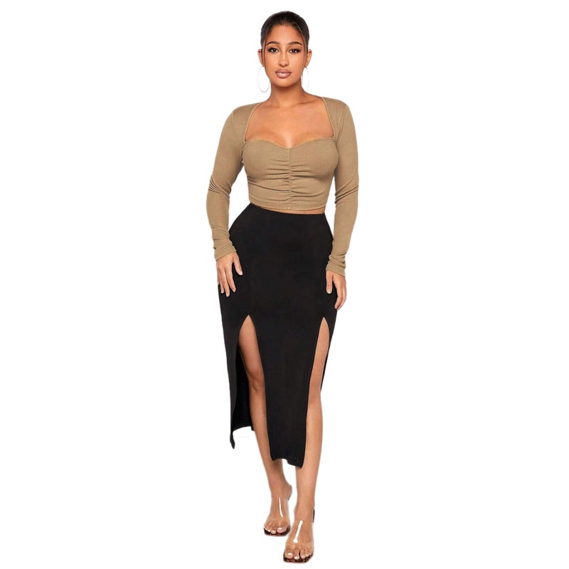 Women's Retro Square Neck Long Sleeve T-Shirt - Image 5