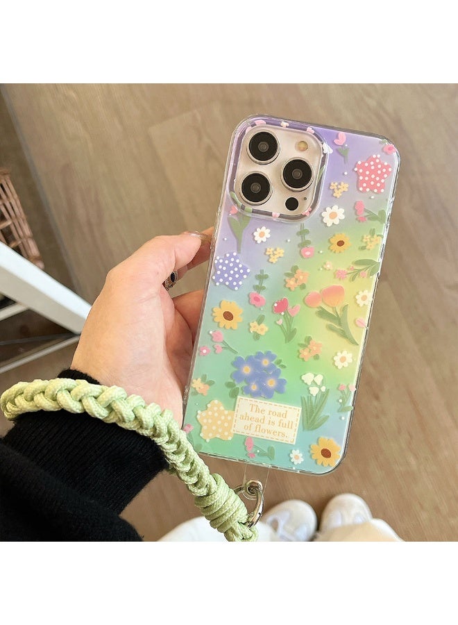 NIBEMINENT Summer Small Floral Protective TPU Case Cover For iPhone 14 Pro Max, Summer Small Floral Phone Case With Bracelet - Image 2