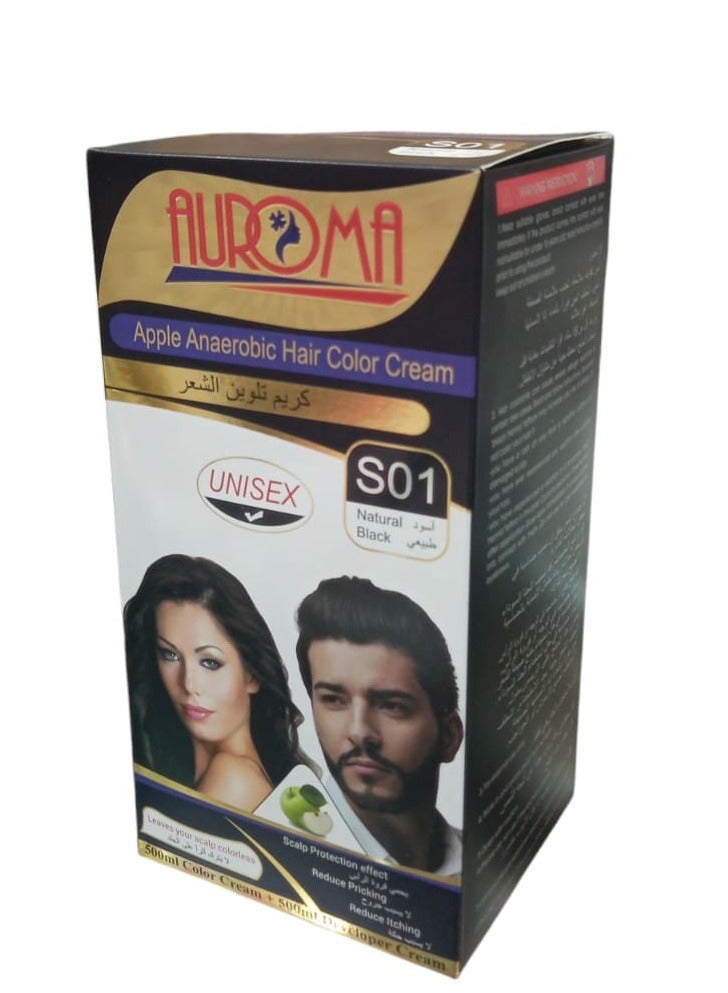 أوروما كريم تلوين الشعر اسود طبيعي 500+500 S01 - Image 3