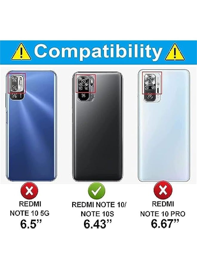 غلاف جلدي لهاتف Xiaomi Redmi Note 10 (4G) \/ Redmi Note 10S بحامل بطاقات RFID وتصميم رفيع مضاد للصدمات من PU Folio Book مع فتحة للنقود وإغلاق مغناطيسي - أزرق - Image 2