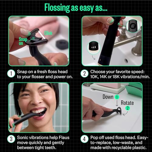 FLAUS Electric Flosser Refills (Shark Tank) 90ct Dental Floss Heads w/Gentle Gliding Floss - Refillable Floss Picks, Easy Glide Flossing, Gentle Gum Care, Dentist Recommended Tooth Flossers, Eco - Image 4