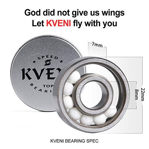KVENI Ceramic Skateboard Bearings, Premium 608rs Ball Bearing - Pro Longboard Bearings for Quad Skate, Inline Roller Blades, Scooters, Spinners,ABEC, 8 Pack (Blue_1) - Image 4