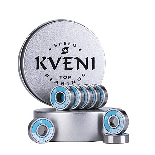 KVENI Ceramic Skateboard Bearings, Premium 608rs Ball Bearing - Pro Longboard Bearings for Quad Skate, Inline Roller Blades, Scooters, Spinners,ABEC, 8 Pack (Blue_1) - Image 1