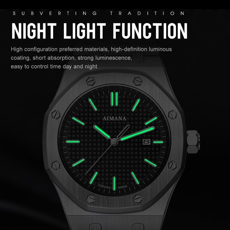 AIMANA Men's Waterproof Quartz Watch with Luminous Hands - Stylish and Durable, Ideal for Daily Wear - Image 3