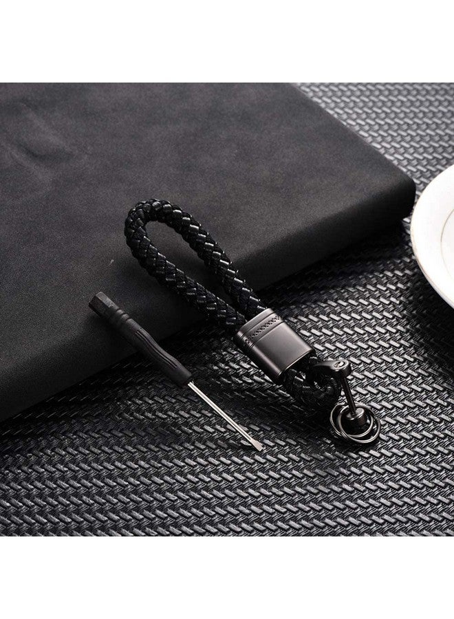 Contacts Brown Braided Keychain Leather Strap Keyring Accessories PU Rope Keyring with Zinc Alloy (Pack of 1) - Image 5