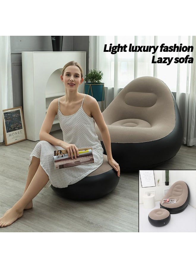 كرسي استرخاء هوائي ومسند قدم قابل للنفخ - مثالي للألعاب والتخييم - Image 3