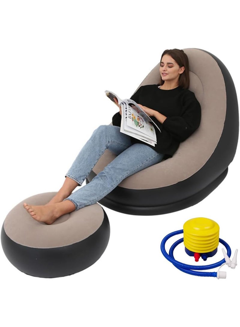 كرسي استرخاء هوائي ومسند قدم قابل للنفخ - مثالي للألعاب والتخييم - Image 2