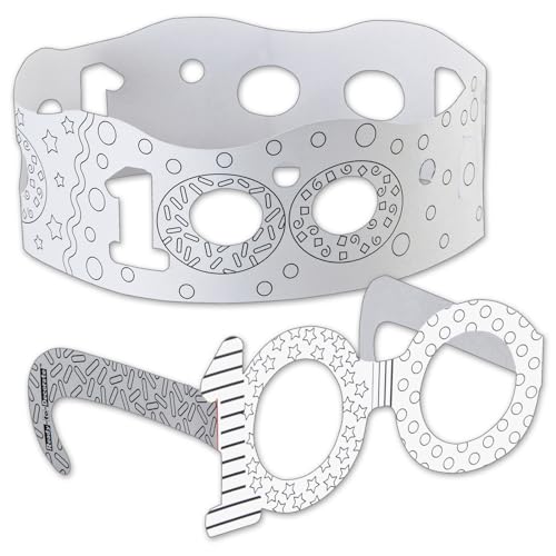 Really Good Stuff Ready to Decorate 100th Day of School Decorate Glasses Crowns 24 Pack Happy 100th Day Activities Gifts for The Classroom - Image 1