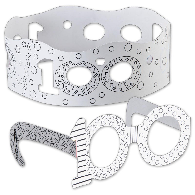 Really Good Stuff Ready to Decorate 100th Day of School Decorate Glasses Crowns 24 Pack Happy 100th Day Activities Gifts for The Classroom - Image 2