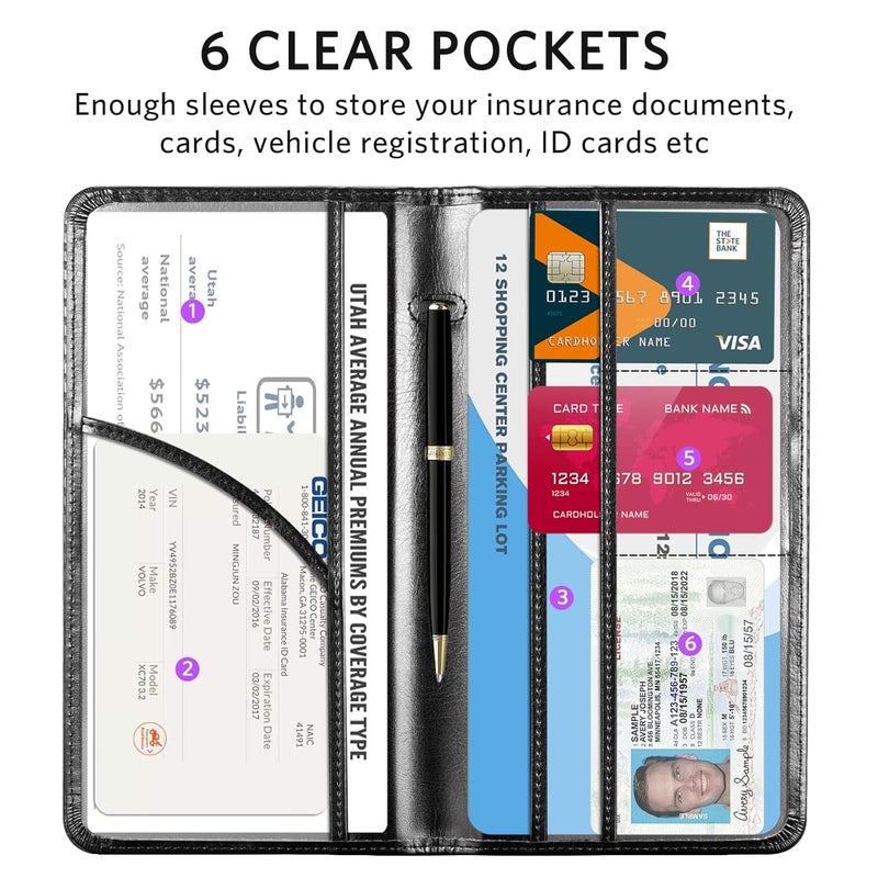 CoBak Car Registration and Insurance Holder - Vehicle Glove Box Car Organizer,Auto Truck Comparment Accessories Case with Magnetic Closure for Driver License,Cards - Image 3