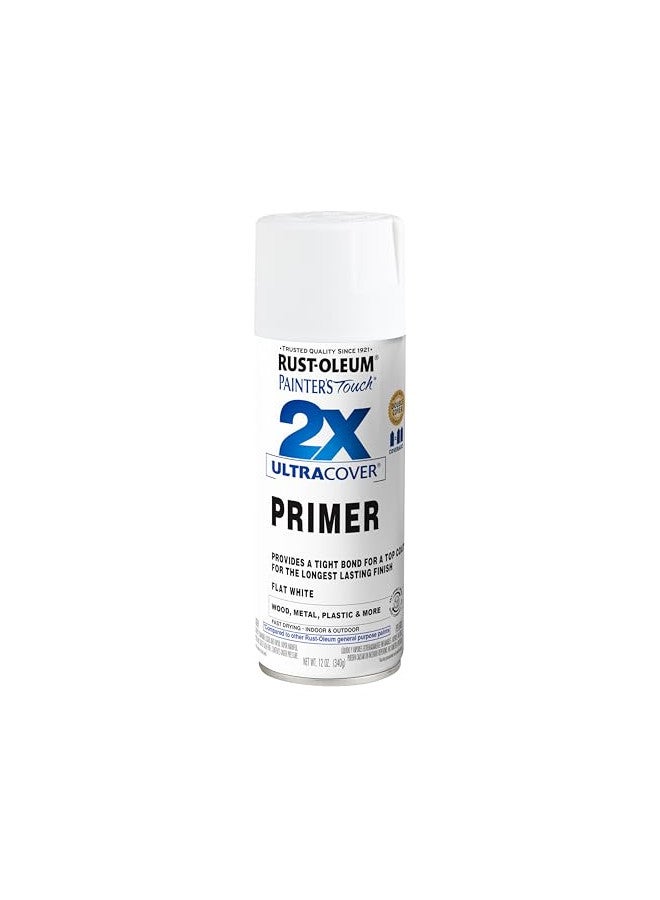 RUST-OLEUM Rust-Oleum 249058 Painter's Touch 2X Ultra Cover, 12 Fl Oz (Pack of 1), Flat White Primer, 12 Ounce  - Image 1