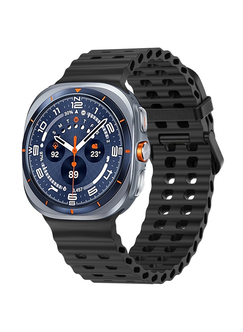 Samsung Galaxy Watch UItra 2025/ UItra 2 Silicone Band, Samsung Galaxy Watch UItra 2025/ UItra 2 Sport Strap for Men and Women Black - Image 1