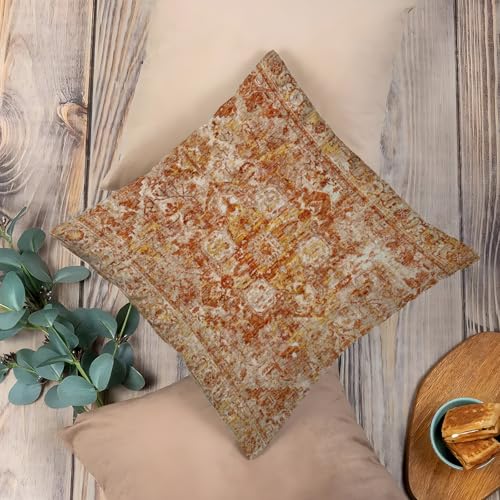 BUAEL Boho Throw Pillow Covers 20x20 inch Set of 2,Bohemian Vintage Carpet Pattern Antique Ethnic Decor Double Sided Pattern Cushion Cover Soft Pillow Case Living Sofa Room Bed Square Pillow Cover - Image 4