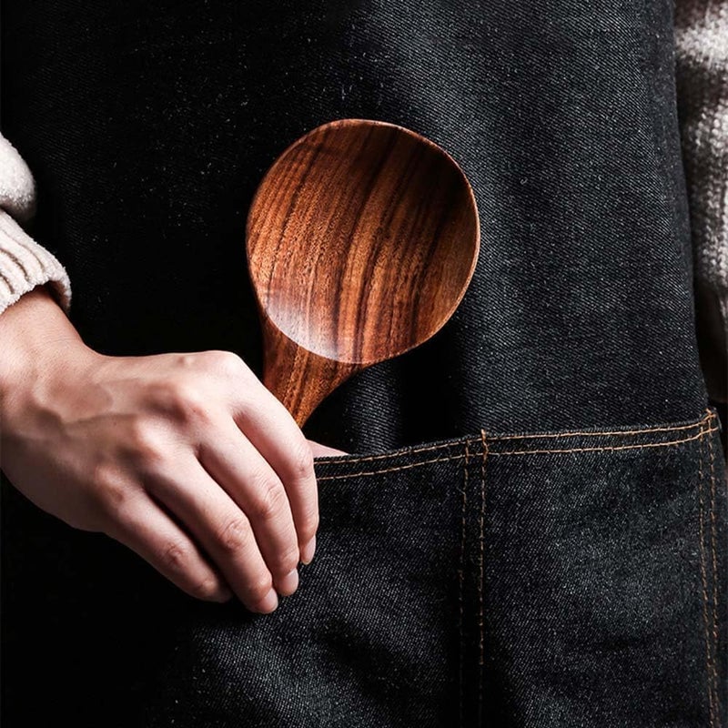 Cldaisy Natural Wooden Rice Paddle Serving Spoon, Wooden Rice Non-Stick Paddle Rice Scooper Rice Spoon Rice Spatula for Rice Potato Salads,7 inch Serving Utensils for Kitchen and Dining - Image 5