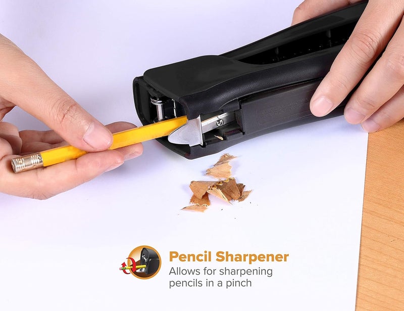 Bostitch Office Eco-Friendly Dynamo 4 in 1 Standup Stapler, Includes 420 Staples, 20 Sheet Capacity, Integrated Pencil Sharpener, Staple Remover & Staple Storage, Black - Image 2