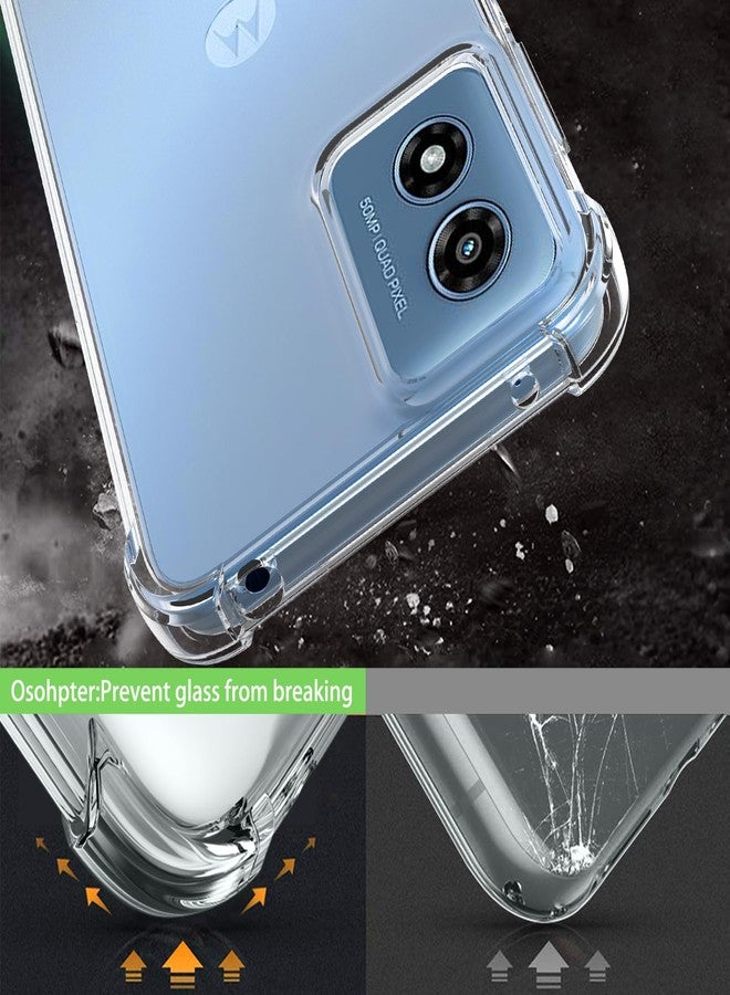 أوسوفر جراب شفاف لهاتف Moto G Play 2024: مزود بواقي شاشة من قطعتين، زوايا معززة، مصنوع من مادة TPU المرنة الماصة للصدمات، متوافق مع هاتف Motorola Moto G Play 4G 2024 - شفاف - Image 4