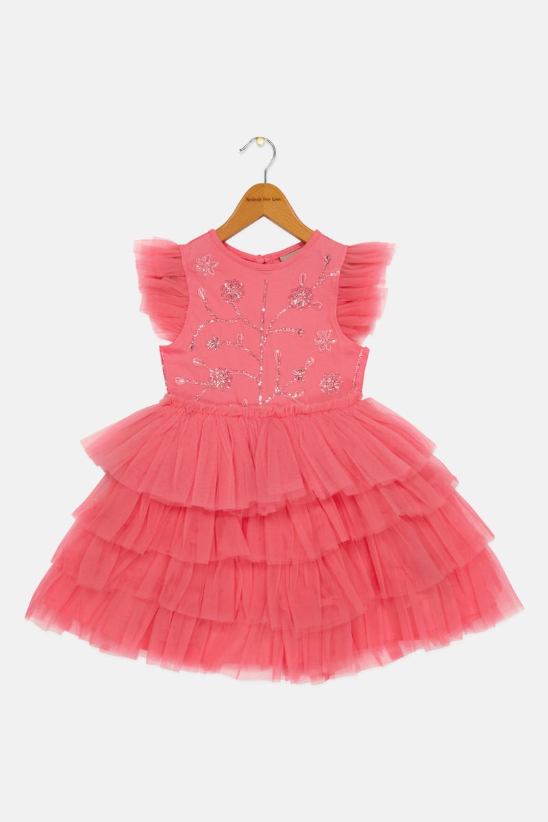 Lunamoon Toddlers Girl Embellished Dress, Pink - Image 2
