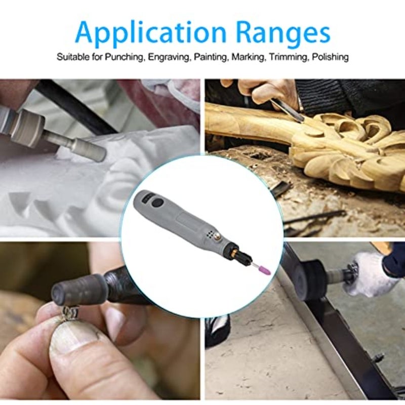 Mini Electric Drill Set, Engraving Tool for DIY Hobby Polishing Drilling Cutting Engraving Tool Gray - Image 2