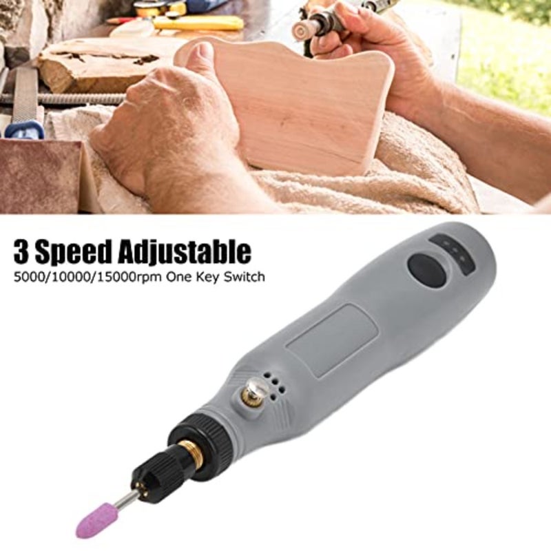 Mini Electric Drill Set, Engraving Tool for DIY Hobby Polishing Drilling Cutting Engraving Tool Gray - Image 3