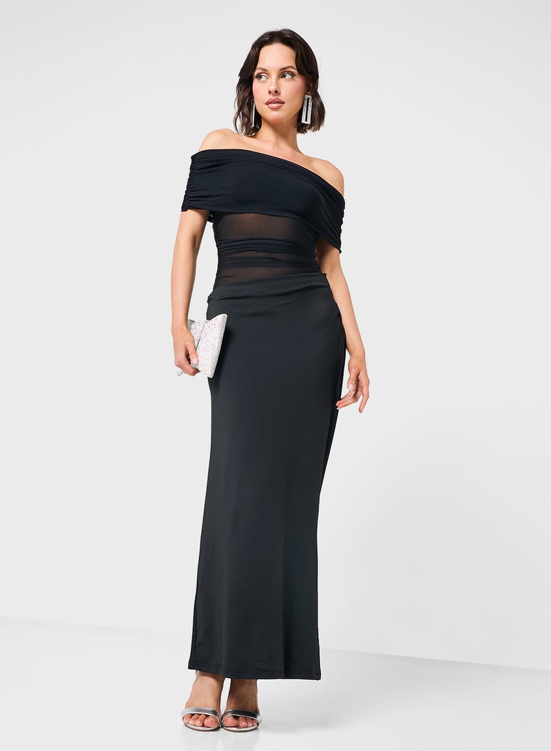 جينجر فستان مكشوف الأكتاف بتفاصيل شبكية - Image 4