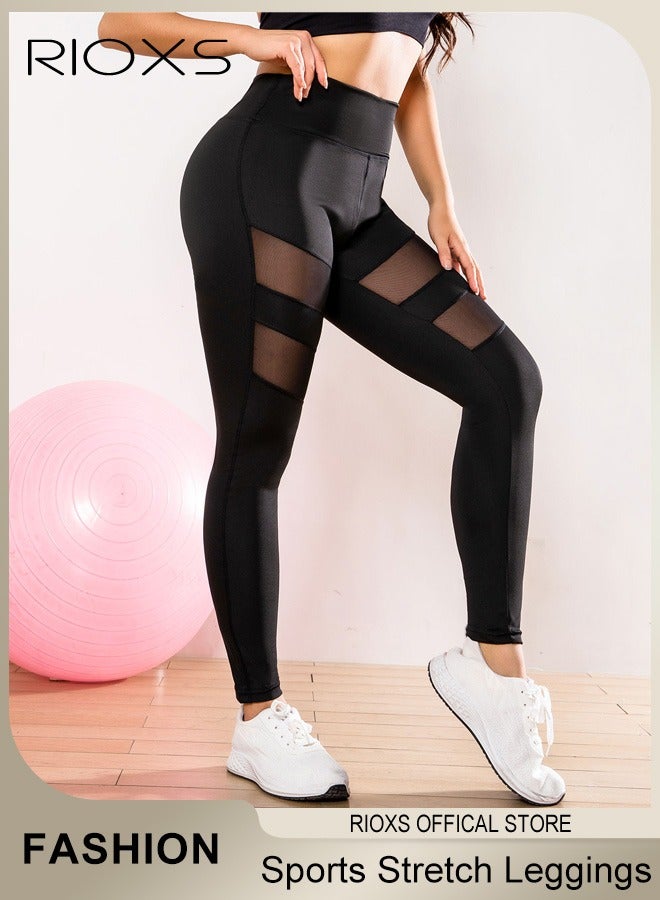 Women's High Waisted Yoga Pants,Stretch Leggings With Side Pockets,Workout Tummy Control Leggings For Sports Gym Yoga Tights,Skinny Leggings For Women Ladies Running