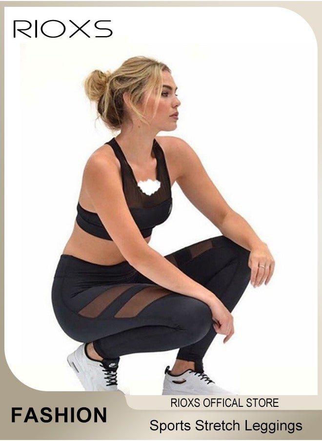 RIOXS Women's High Waisted Yoga Pants,Stretch Leggings With Side Pockets,Workout Tummy Control Leggings For Sports Gym Yoga Tights,Skinny Leggings For Women Ladies Running  - Image 3