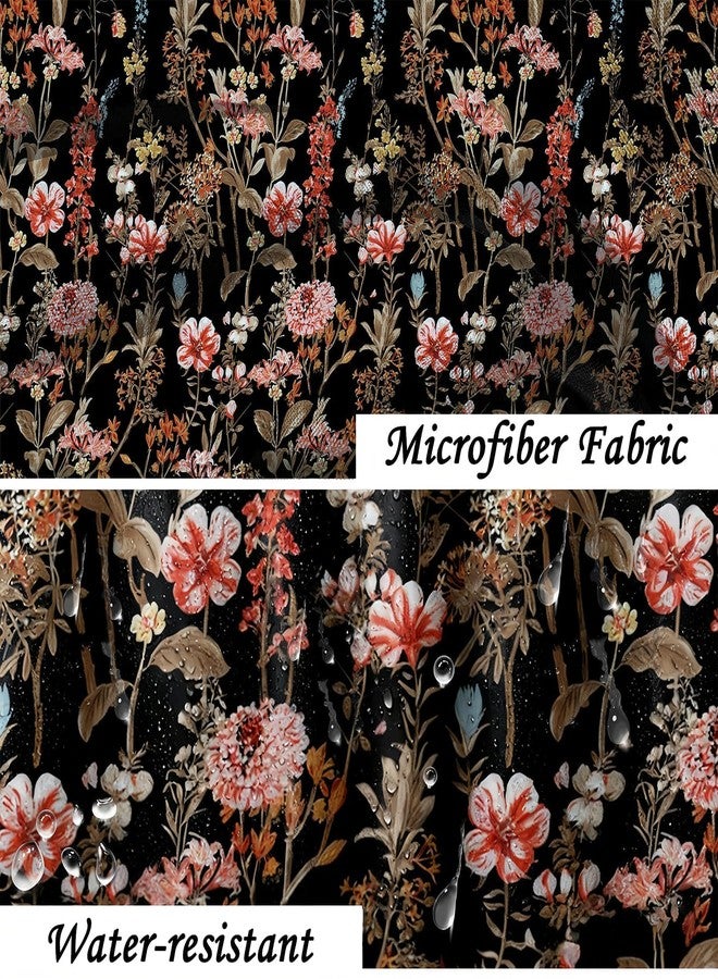MAG Black Floral Shower Curtain,Vintage Boho Style Waterproof Bathroom Decor,Single Panel 72x72 Inch with 12 Rustproof Grommets, Hotel Wrinkle-Free Bathtub Curtain. - Image 5