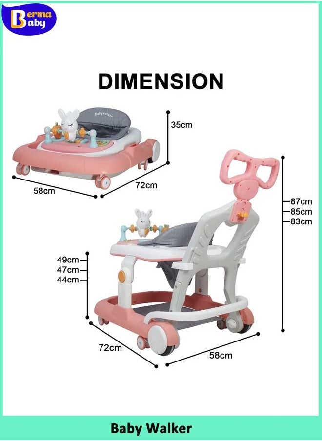 Berma Baby 3 in 1 Walker For Baby Convertible To Rocker With Adjustable Height Push Handle & Music  - Image 2