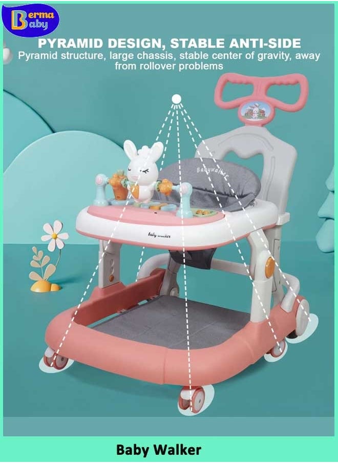 Berma Baby 3 in 1 Walker For Baby Convertible To Rocker With Adjustable Height Push Handle & Music  - Image 3
