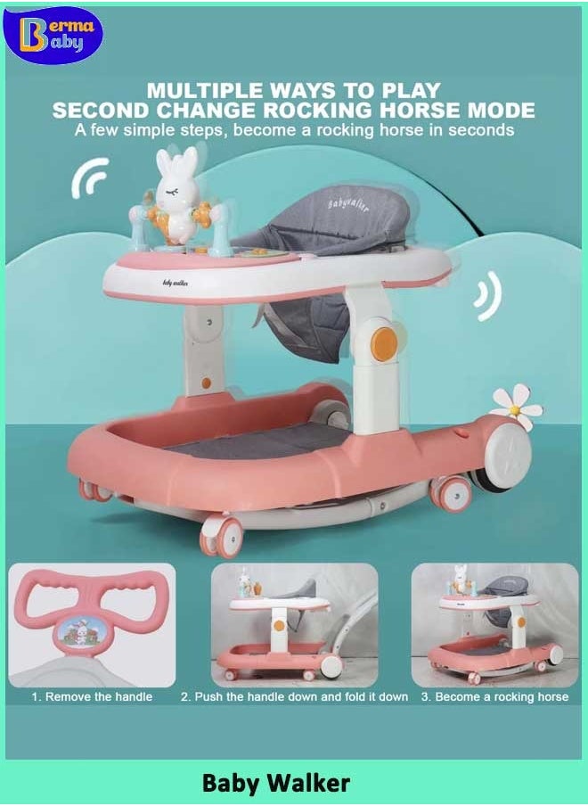 Berma Baby 3 in 1 Walker For Baby Convertible To Rocker With Adjustable Height Push Handle & Music  - Image 4