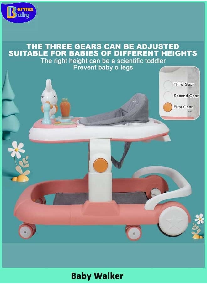 3 in 1 Walker For Baby Convertible To Rocker With Adjustable Height Push Handle & Music