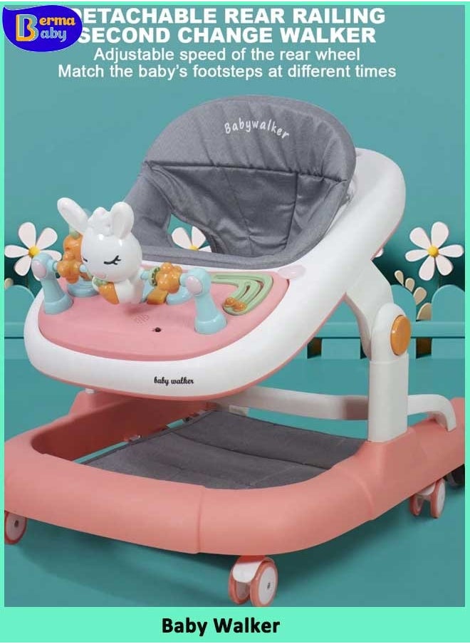 3 in 1 Walker For Baby Convertible To Rocker With Adjustable Height Push Handle & Music