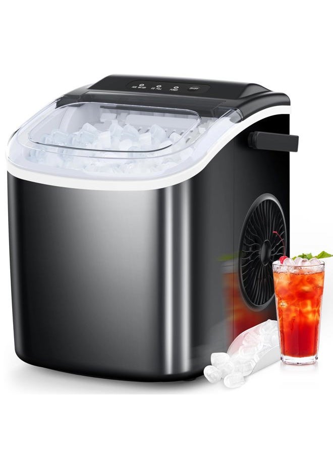 COWSAR Ice Maker Countertop, Portable Ice Machine with Self-Cleaning, 26.5lbs/24Hrs, 9 Bullet Ice Cubes in 6 Mins, Ice Basket and Scoop, Ideal for Home, Kitchen, Bar, Camping  - Image 1